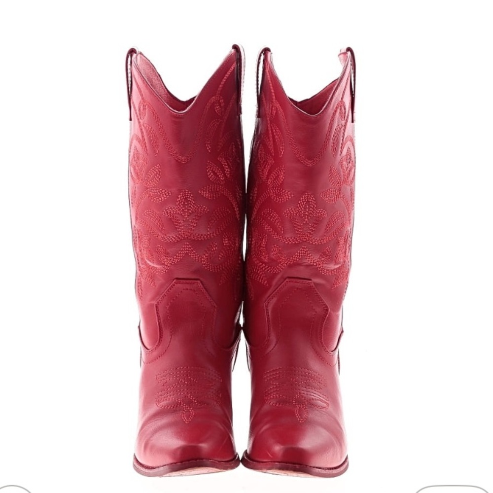IUV Red Embroidered Western Cowboy Boots - Picture 2 of 10
